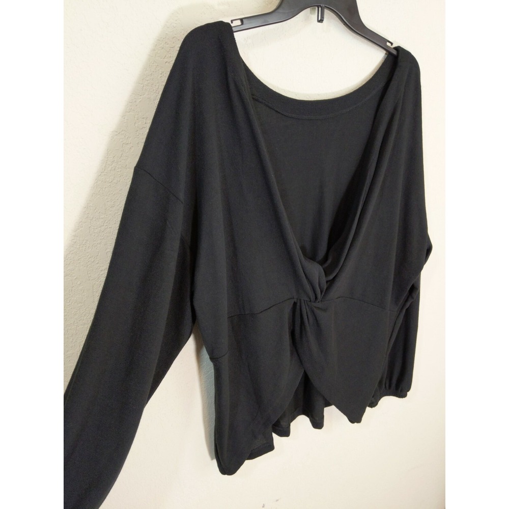ELOQUII Elements Womens Plus Size Twist Back Sweater Top Black Size‎ 18/20 1X